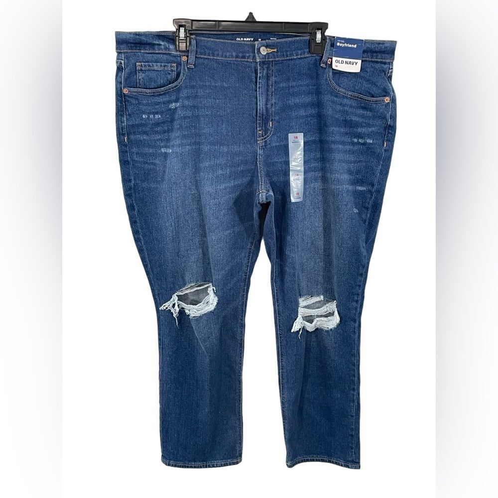 NWT Old Navy Mid Rise Boyfriend‎ Jeans in Divine Plus Size 18 Cropped Denim